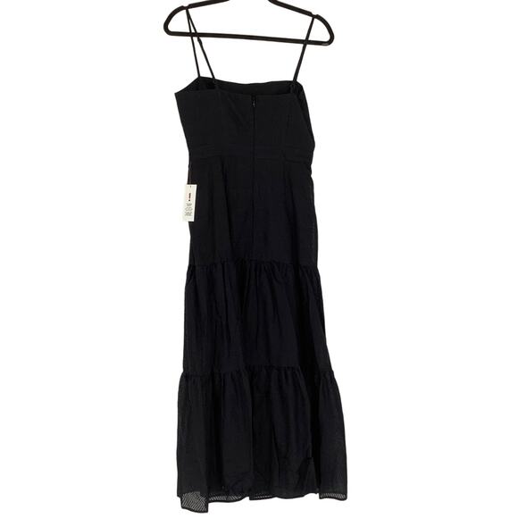 Bardot Size S Black Lokita Tiered Midi Dress Square Neck Spaghetti Straps OS18-4 - Picture 4 of 10